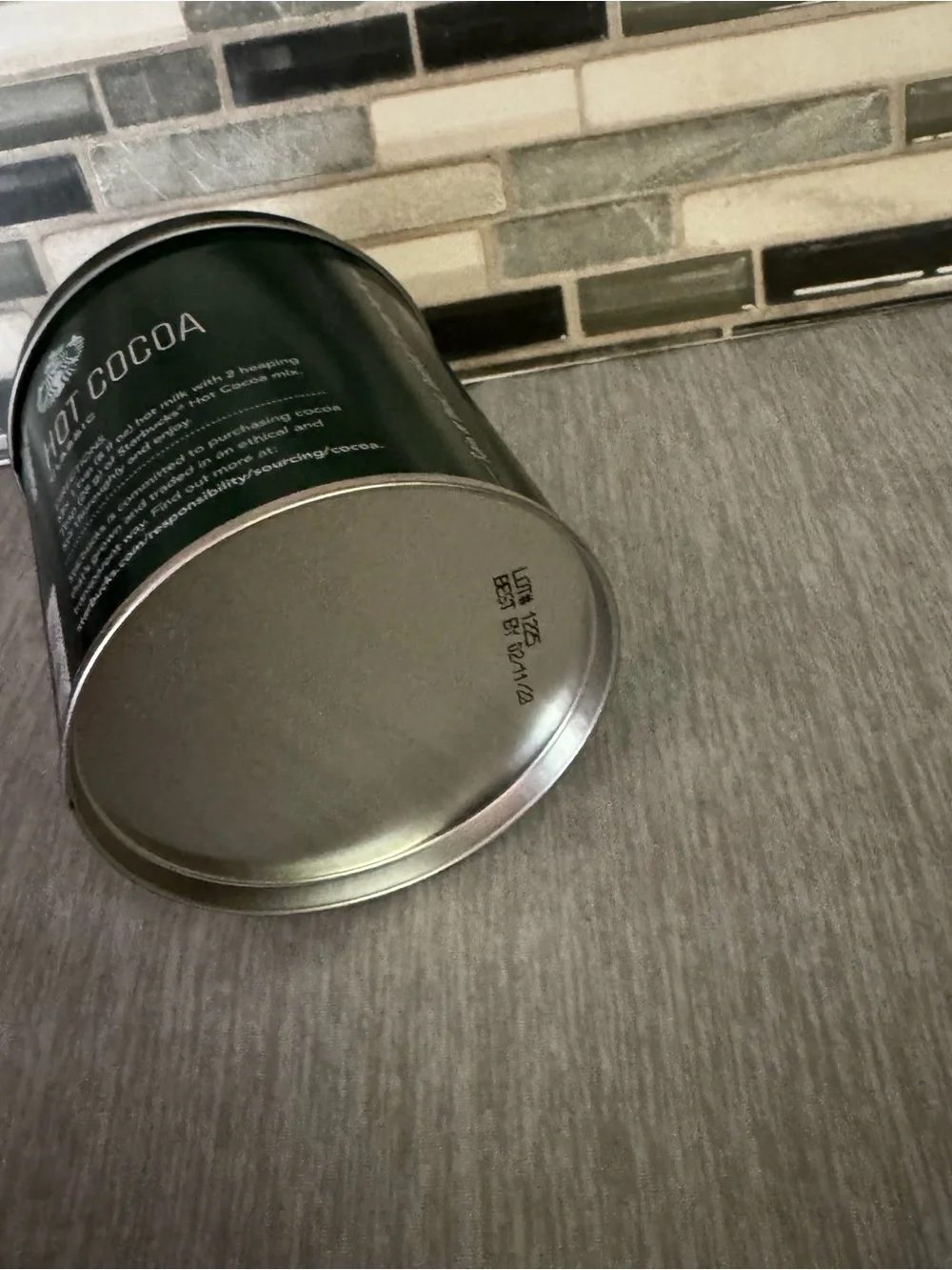 Rare Starbucks Metallic Green Hot Cocoa Storage Tin Canister (Empty)